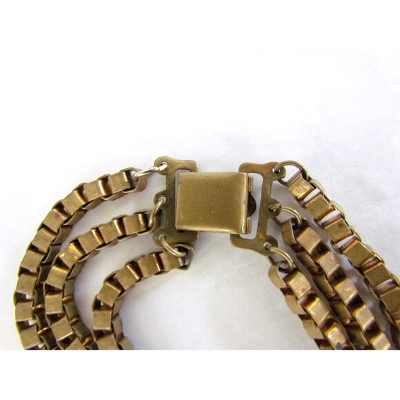 Unbranded Jewelry - Vintage 1940s 50s Triple Strand Box Chain Necklace Heavy Venetian Links